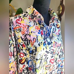 COOL Graffiti Button up Blouse Women's 1x